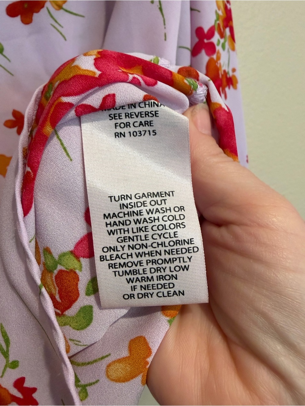 Nanette Lepore Lavender Slinky Blouse with Vibrant Floral Design, Button Up - Picture 3 of 7